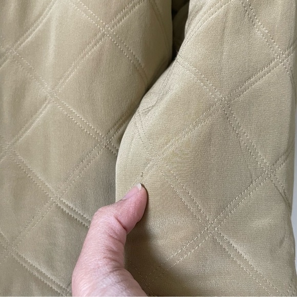 RAFAEL 100% Silk Quilted Jacket Women’s M Crop Button Front Neutral Tan - Picture 11 of 13